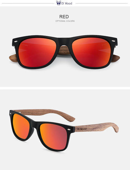 Oi Wood Natural Wooden Polarized Sunglasses for Men – Fashion Sun Glasses with TR90 Frames