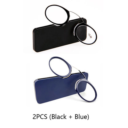 NONOR Magnifying Nose Clip Reading Glasses - Ultralight TR90 No Arm Portable Eyewear with Case +1.0 to +3.0 Lens