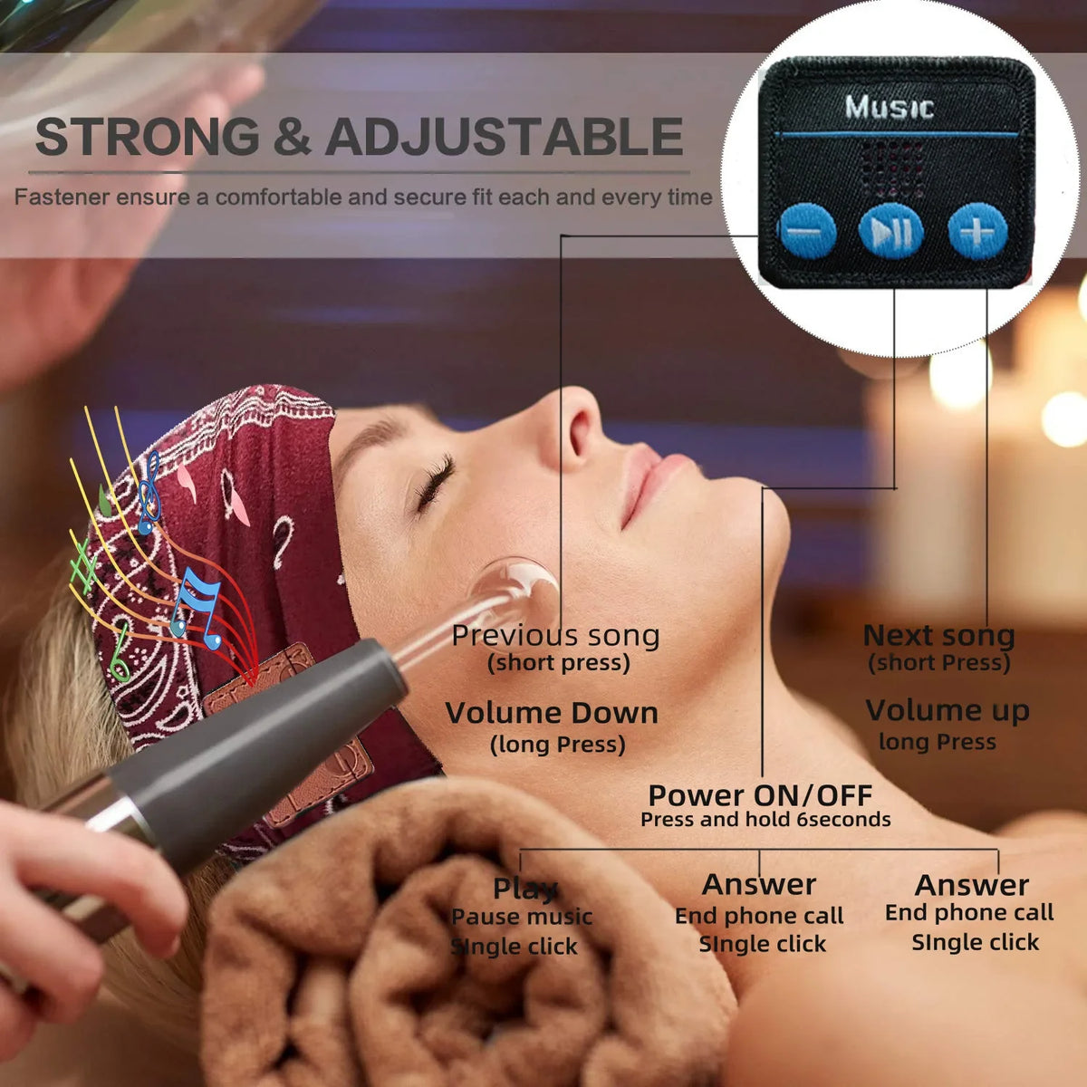 Bluetooth Sleeping Headband - Wireless Sports Headphones and Music Eye Mask with Mic