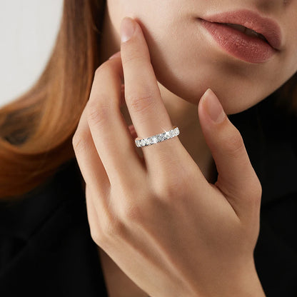 Serenity D Color VVS1 Moissanite Row Ring 1.4cttw — 100% S925 Sterling Silver Lab Diamond Ring for Women, 18K Plated Anniversary Gift