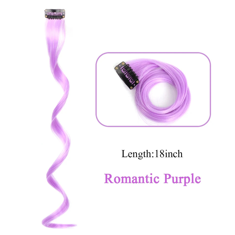 HUAYA 18" Synthetic Clip-In Colorful Curly Hair Extension – Ombre Pink Purple Red Blue Hair Piece