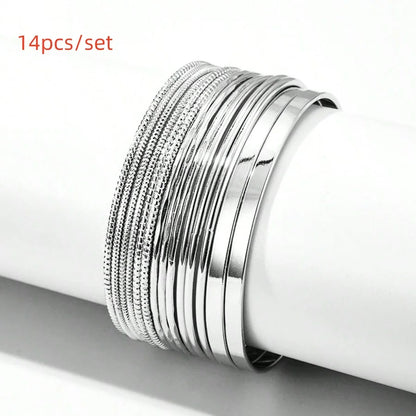 12Pcs Punk Curb Cuban Chain Bracelet Set for Women – Gold Miami Boho Thick Charm Bangles Fashion Jewelry