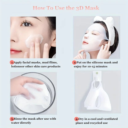 Silicone Mask Cover — Ear-Mounted Reusable Facial Care Tool for Moisturizing & Essence Absorption