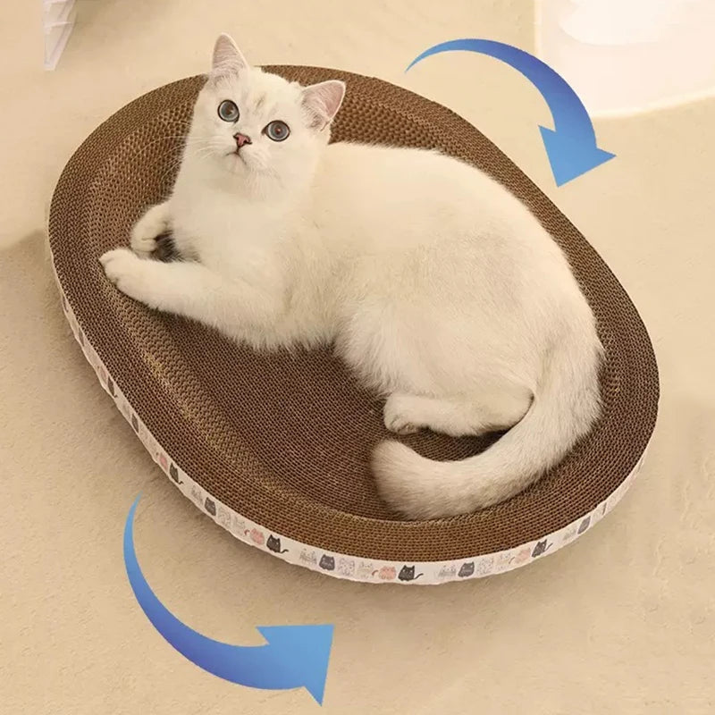 Wear-Resistant Corrugated Cat Scratcher - Round Oval Grinding Claw Toy for Cats, Cat Bed Nest, Cat Accessories