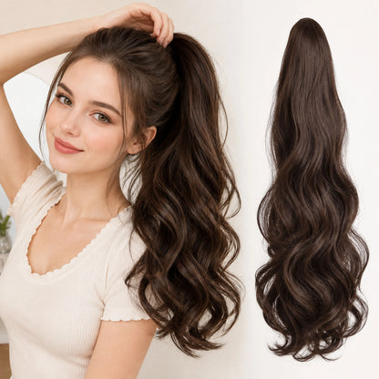 50cm Synthetic Straight Claw Clip-On Ponytail Extension – Heat Resistant Hairpiece for Women, Daily Wear & Party Styling
