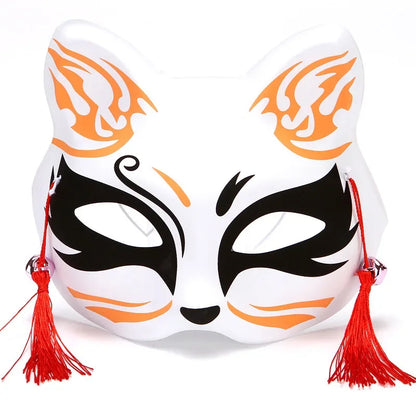 Hand-Painted Fox Mask –  Anime-Inspired Half-Face Cosplay Mask for Raves, Festivals, Masquerade Parties & Costumes