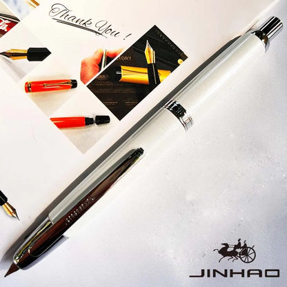 Jinhao 10 Metal Fountain Pen – Press-Out Nib, Retractable Fine Nib with Ink Converter