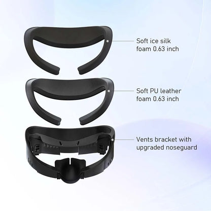 AMVR 3-in-1 Face Mask Cover for Meta Quest 3 – PU Leather & Ice Silk Replacement Pad, Upgraded Version