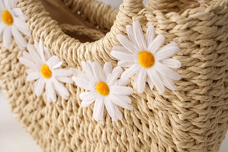 Hand-Woven Straw Beach Bag – Women’s Handmade Moon Basket Crossbody Bohemian Summer Tote