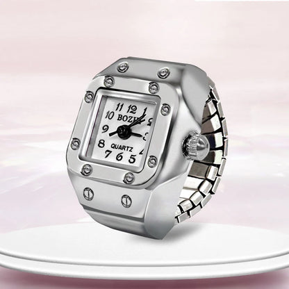 Kiss Jewelry Digital Quartz Finger Watch Ring – Mini Elastic Punk Style Clock Ring for Women, Men & Couple Teens Accessory