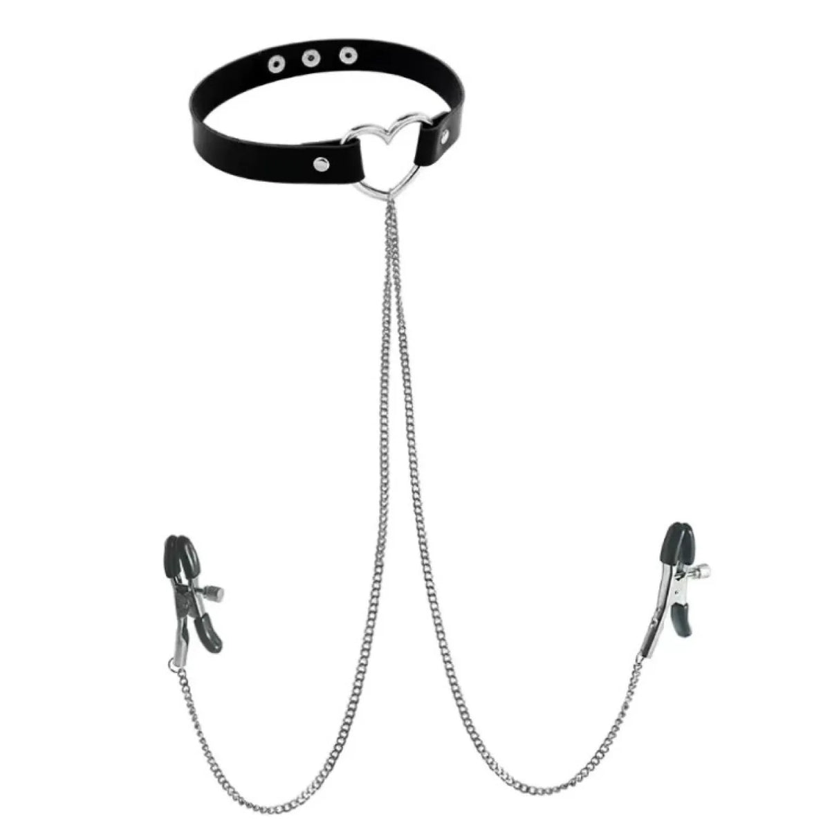 Adjustable Nipple Clamp and Collar Leash Set - BDSM Bondage Chain Accessories with Punk-Inspired Jewelry Design