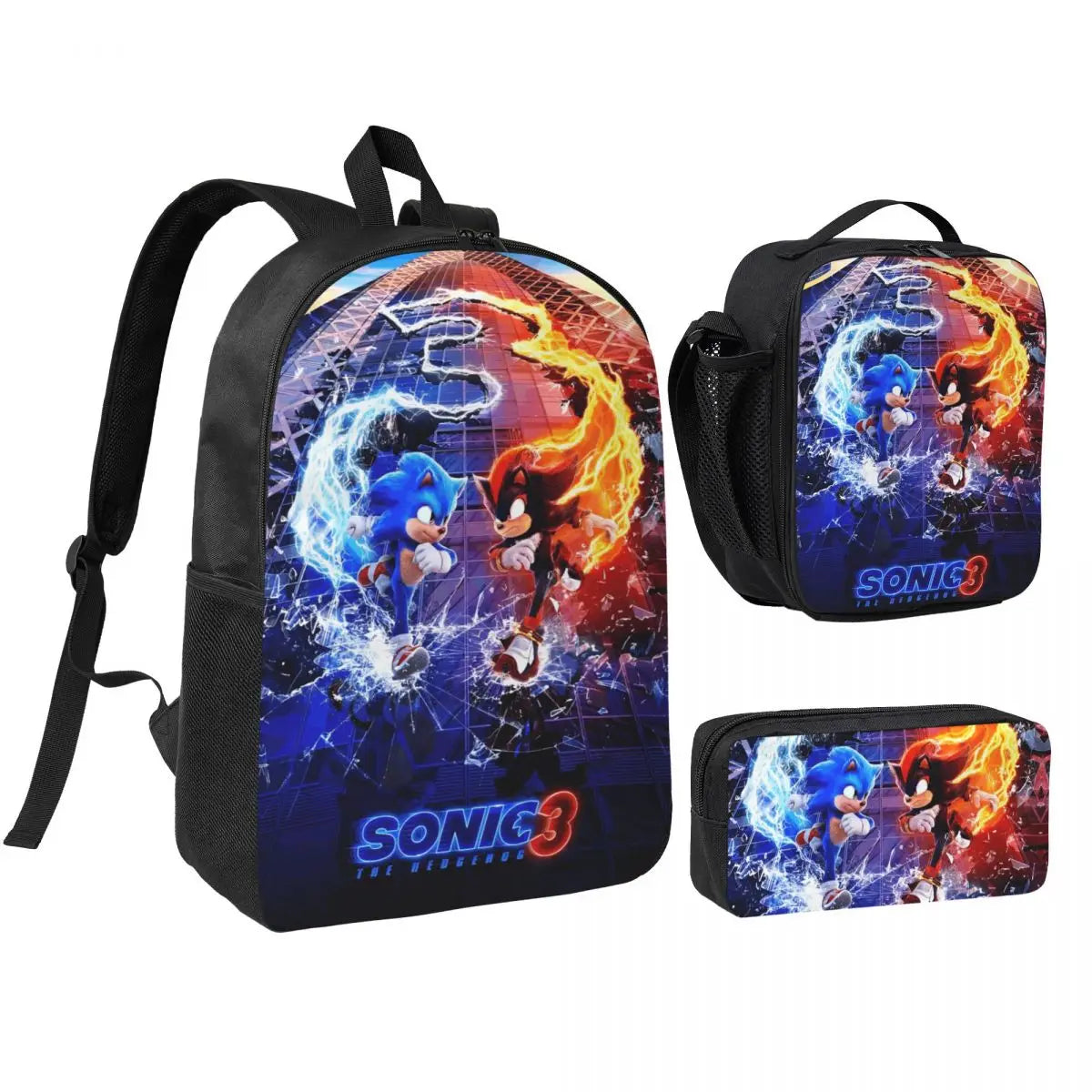3-Piece Student Backpack Set - Cartoon School Bag with Lunch Bag and Pencil Case