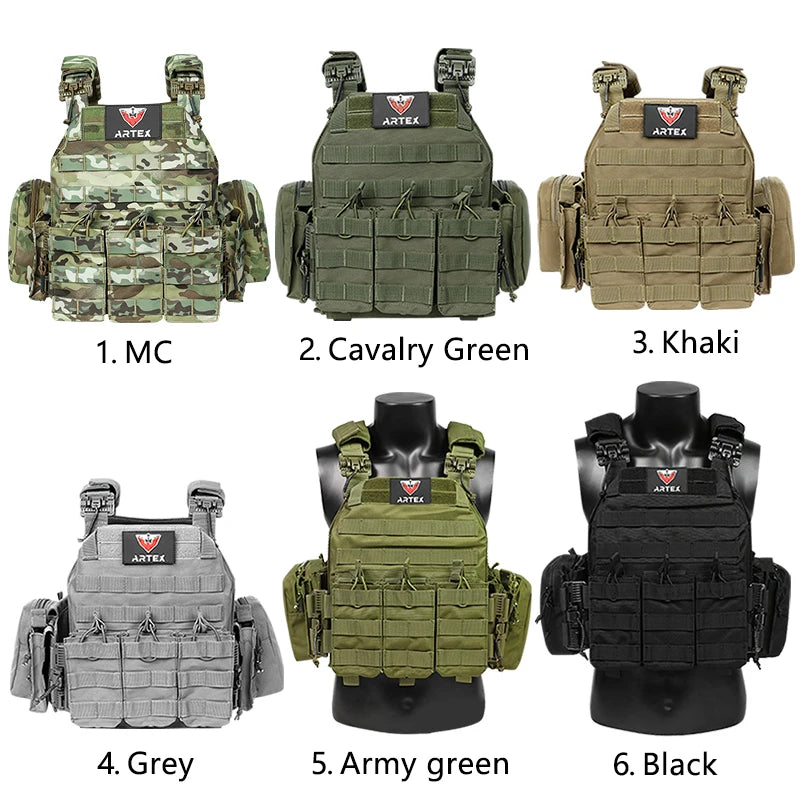 ARTEX Tactical Vest – 1000D Nylon, Quick Release, 6094K with Triple Magazine Pouch for Hunting & Airsoft Combat