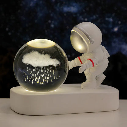 Creative 3D Astronaut Crystal Ball LED Night Light – Illuminate Children's Bedrooms with Planet Space Magic!