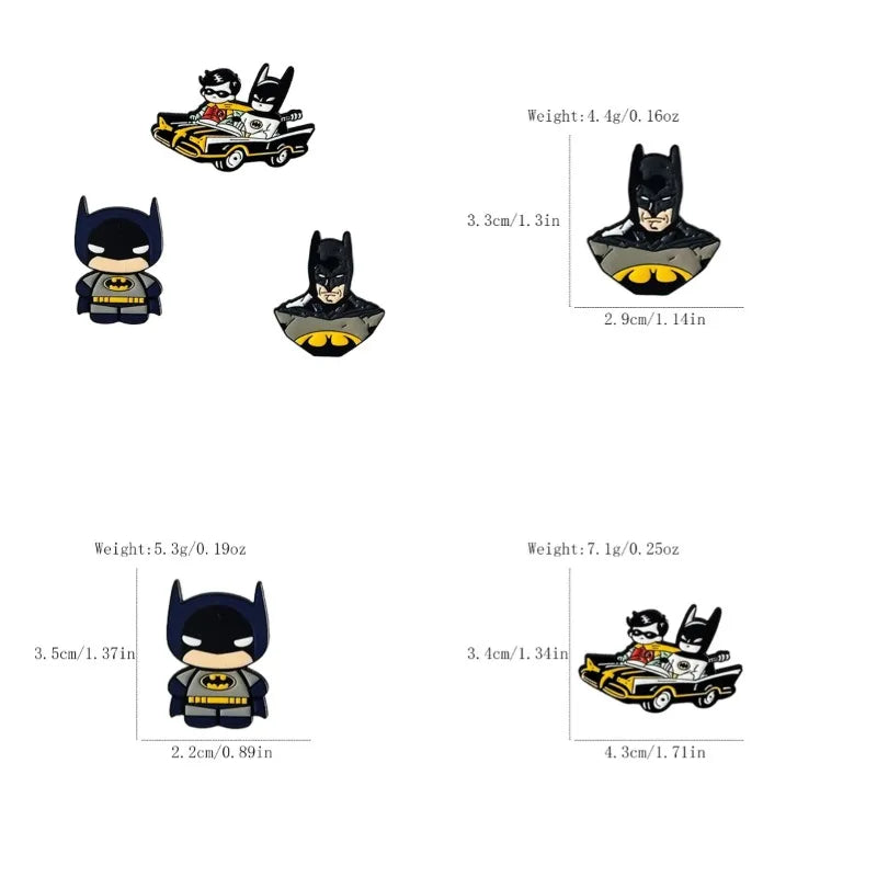 Bat Shaped Enamel Pin Set - 3/5PCS Classic Cartoon Brooches for Backpacks, Clothing & Gifts