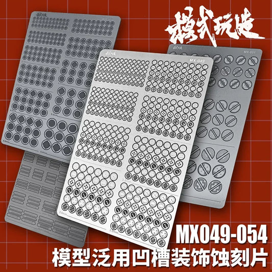 Model Metal Etching Detail Chip Set – Gunpla Plastic Model Modification Accessories for HG MG RG Full Body Groove Detailing