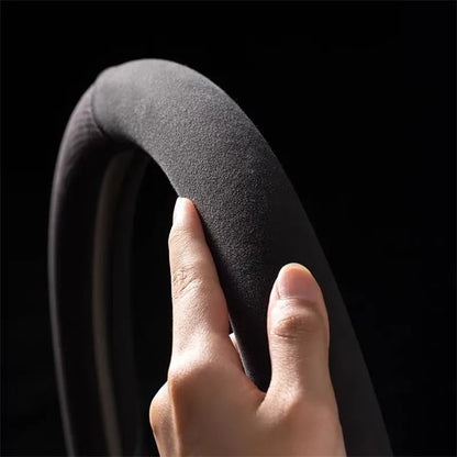 Universal Cowhide Suede Steering Wheel Cover — Breathable 37-38cm Car Steering Wheel Wrap Accessories