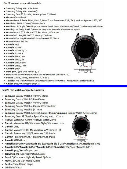 Braided Loop Watch Band – 18/20/22mm Parachute Style Strap for Garmin Venu/3/3S, Forerunner 265/265S/645, Samsung & Huawei GT Watches
