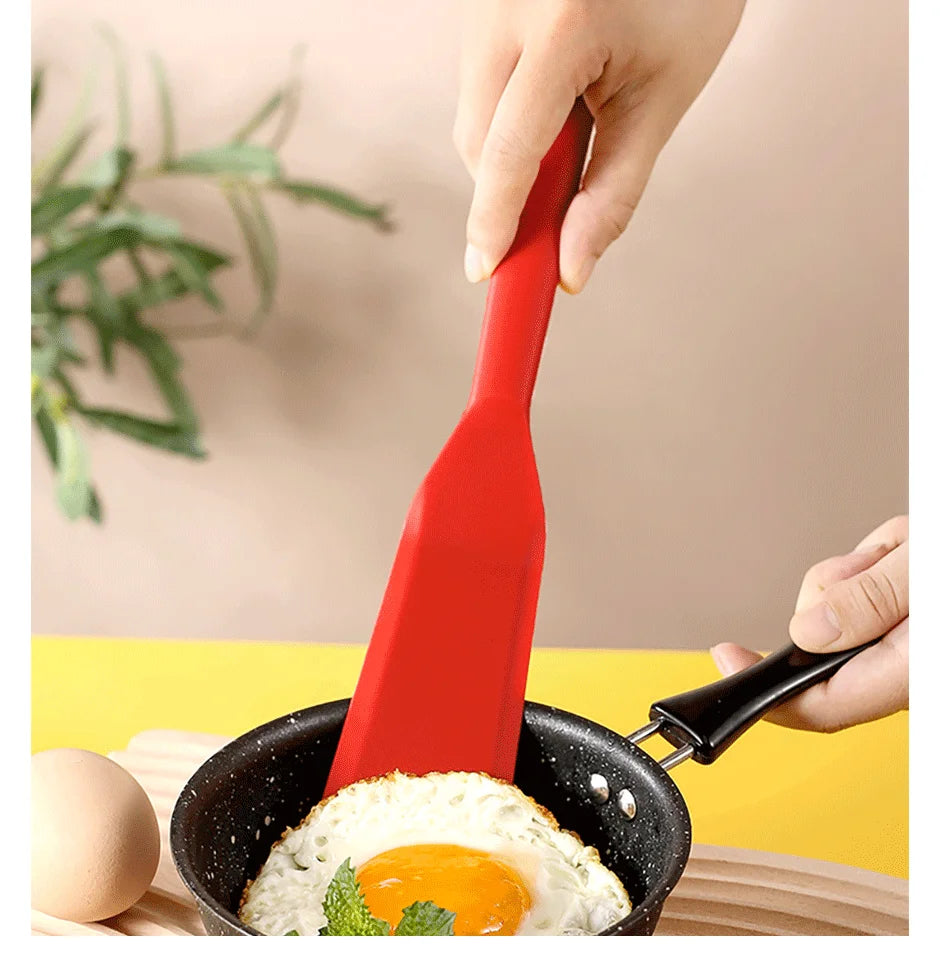 7-Color Silicone Frying Shovel – Non-Stick Pancake, Egg & Steak Spatula for Kitchen & Baking
