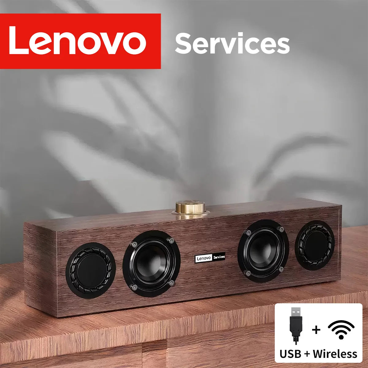 Lenovo C02 Multimedia Speaker - Bluetooth & Wired Dual-Mode Retro Speaker with Subwoofer