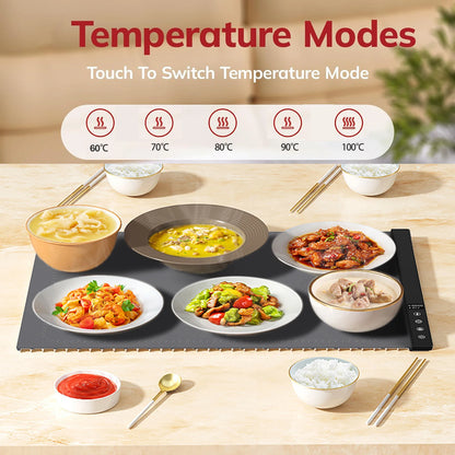 Silicone Heating Mat for Food – Adjustable Temperature Rollable Food Warming Tray for Buffets, Parties, and Sabbath