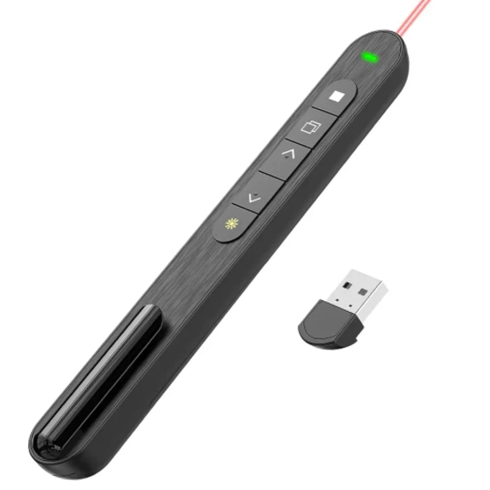 Wireless Presenter Red Laser Pen with 2.4G RF, Page Turning, Volume Control, USB PowerPoint Remote and Mouse