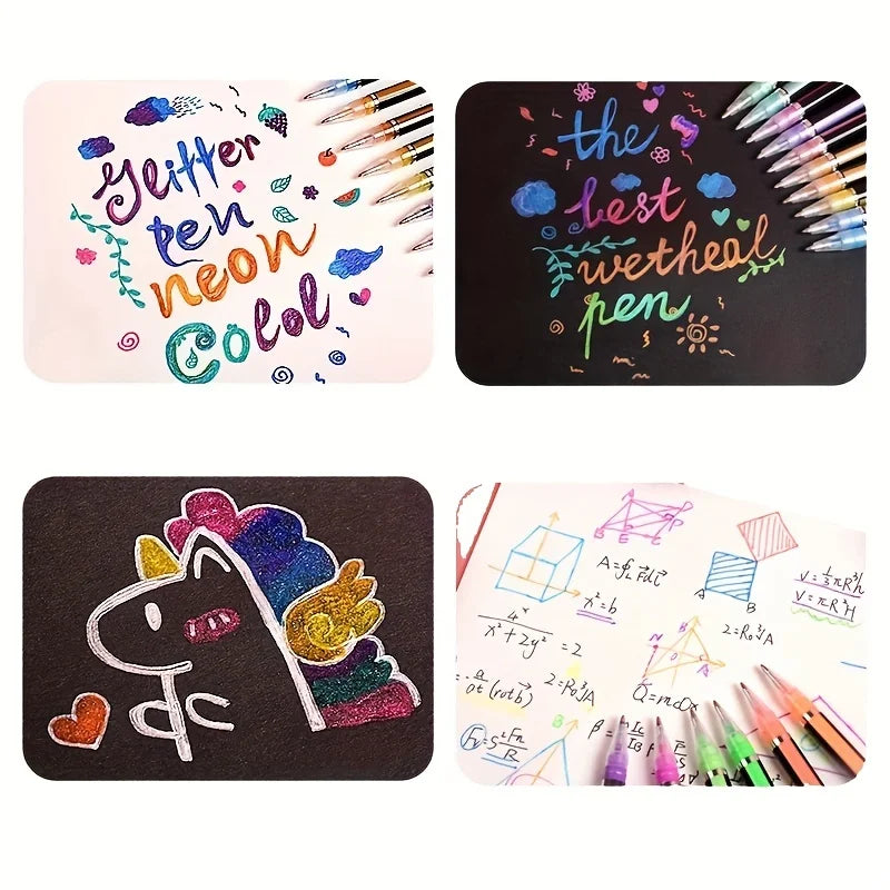 100PCS 1.0mm Glitter Pen Refills - Multicolor Gel Ink DIY Art & Writing Refill Set