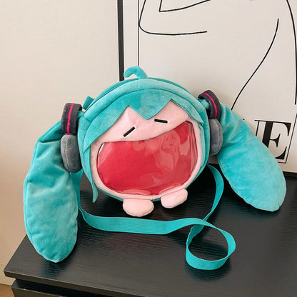 Anime Hatsune Miku Q Version Kawaii Shoulder Bag – Transparent Doll Plush Toy Backpack, Perfect Christmas Gift