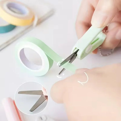 Mini Telescopic Keychain Scissors - Portable Folding Paper Cutting Tool & DIY Craft Stationery Accessory