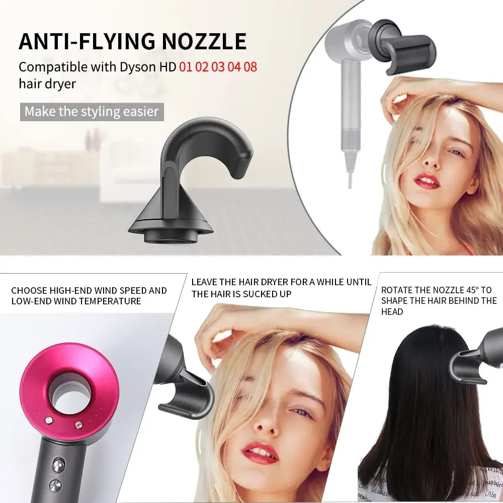 Supersonic Hair Dryer Diffuser & Anti-Warping Nozzle – Compatible with Dyson HD01, HD02, HD03, HD04, HD08, HD15