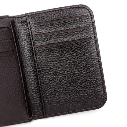 Portable Super Slim PU Leather Wallet - Mini Credit Card Holder for Men, Thin and Small Short Wallet