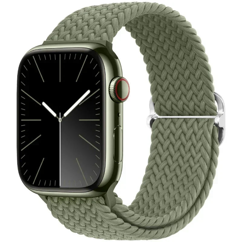 Braided Nylon Apple Watch Band – Adjustable Sport Strap Compatible with Ultra 2, Series 10/9/8/7/6/SE (40–49mm) Wrist Bracelet