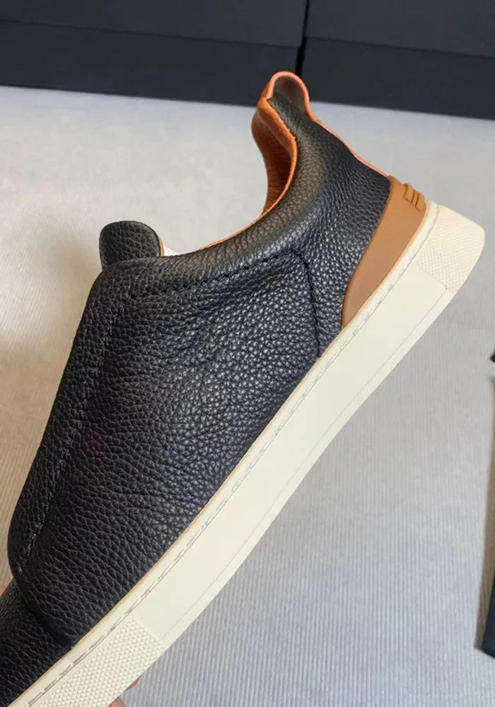Men's Summer Casual Shoes — Top Layer Cow Leather, Breathable Luxury Deer Skin Slip-On Sneakers