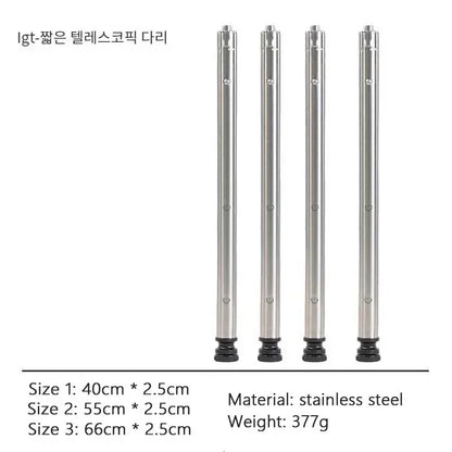 Camping IGT Stainless Steel Telescopic Table Legs – Three-Gear Adjustable Picnic Table Legs for Outdoor Use