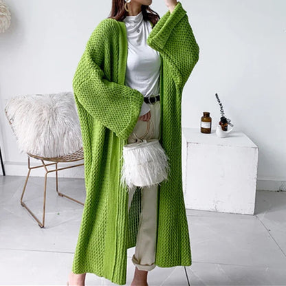 Thick Loose Long Cardigan Sweater Coat – Long Sleeve Warm Knit Outerwear, V-Neck Casual Office Jacket for Women, Fall & Winter