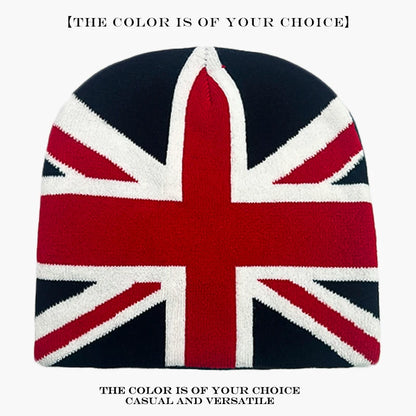 Union Jack Jacquard Knit Beanie - Warm Casual Streetwear Hat for Men & Women