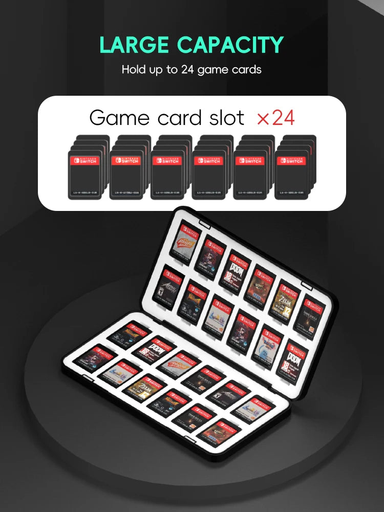 DATA FROG 24-in-1 Game Card Case Holder - Hard Shell Protective Storage Box for Nintendo Switch/Lite/OLED Accessories