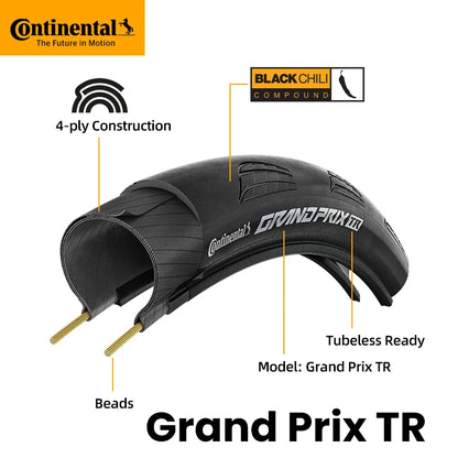Continental Grand Prix Road Bicycle Tire – 700C Folding Clincher, Tubeless & Tube Options