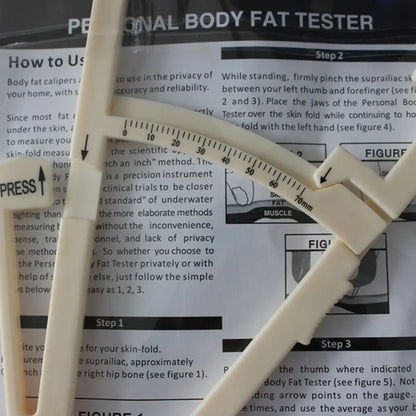 Crossfit Body Fat Loss Tester Calculator - Fitness Caliper Clip Measurement Tool - Slim Skin Fold Chart for Gym Workouts