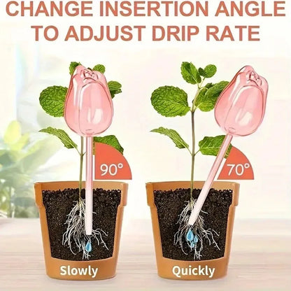 Pink Tulip Plant Watering Balls – Automatic Indoor & Outdoor Plant Drippers, Easy Self-Watering Gardening Tool