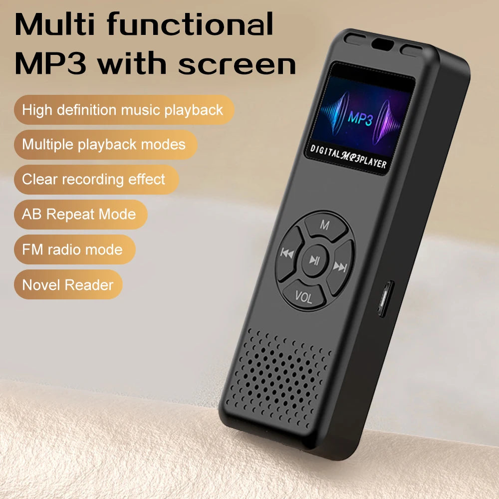 Mini Digital Voice Recorder & MP3 Player – FM Radio with HiFi Sound Quality