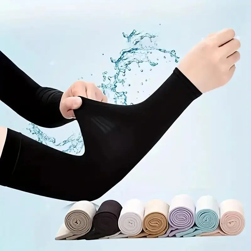 1 Pair Cooling Arm Covers – Summer Sun Protection Ice Silk Sleeves for Men and Women, Ideal for Cycling, Outdoor Sports, Golf, and Running
