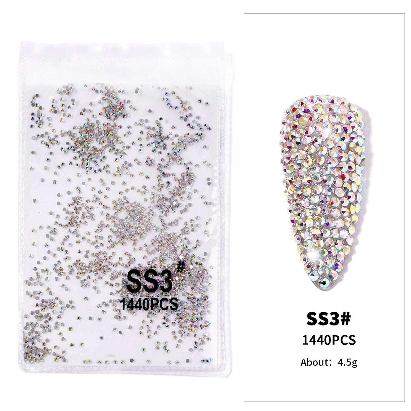 12-Grid 3D Glass AB Crystal Nail Art Rhinestones Kit – Flatback Round Beads with Tools for Nail Jewelry & Diamond Decoration
