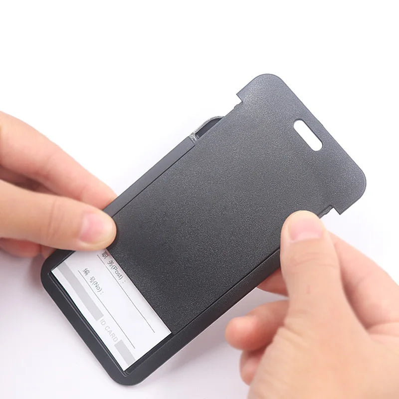 Retractable Black Card Holder - Premium Work ID & Student Meal Card Badge Holder