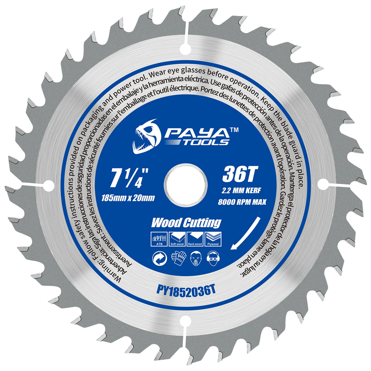 PAYA TCT Circular Saw Blade - ATB Framing Blade for Wood Cutting, TÜV Rheinland Tested & Certified