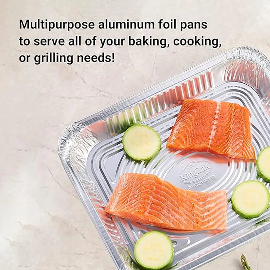 50pcs Disposable Aluminum Foil Pans – Various Sizes for Cooking, Baking, Heating, Storing & Food Prep