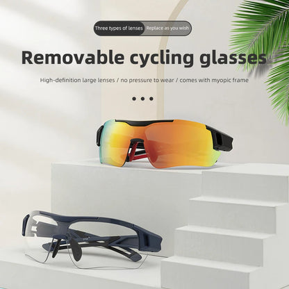 ROCKBROS Polarized Cycling Glasses for Men – 5 Lens Sports Sunglasses for Road, MTB, and Mountain Bike Protection. Goggles Eyewear