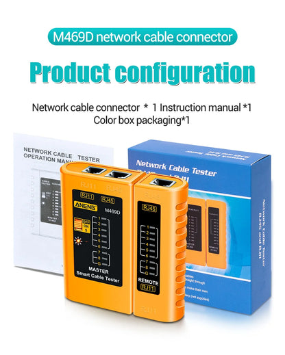 Professional Network Cable Tester M469D — RJ45/RJ11/RJ12 CAT5 UTP LAN Analyzer for Networking & Repair Tools