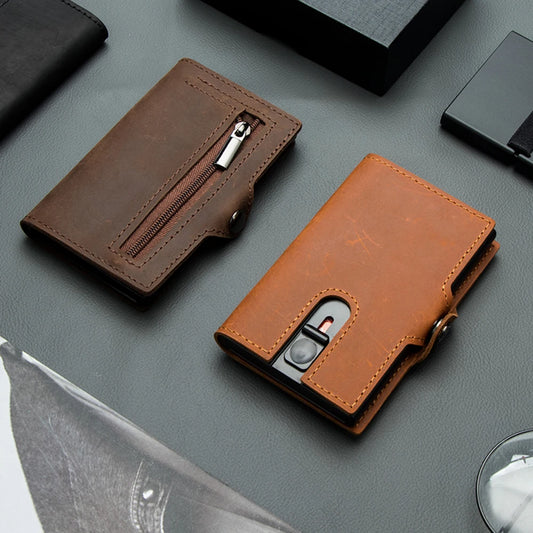 CASEKEY Men’s Wallet — 100% Genuine Cow Leather Short Card Holder Purse, High-Quality Brand Wallet for Men