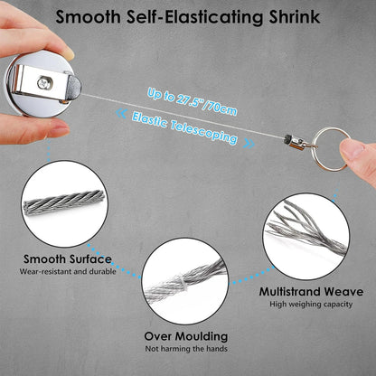 Retractable Pen Holder - Universal Pen Lanyard with Belt Clip & Key Ring for Carpenters, Nurses, Waiters & Workers